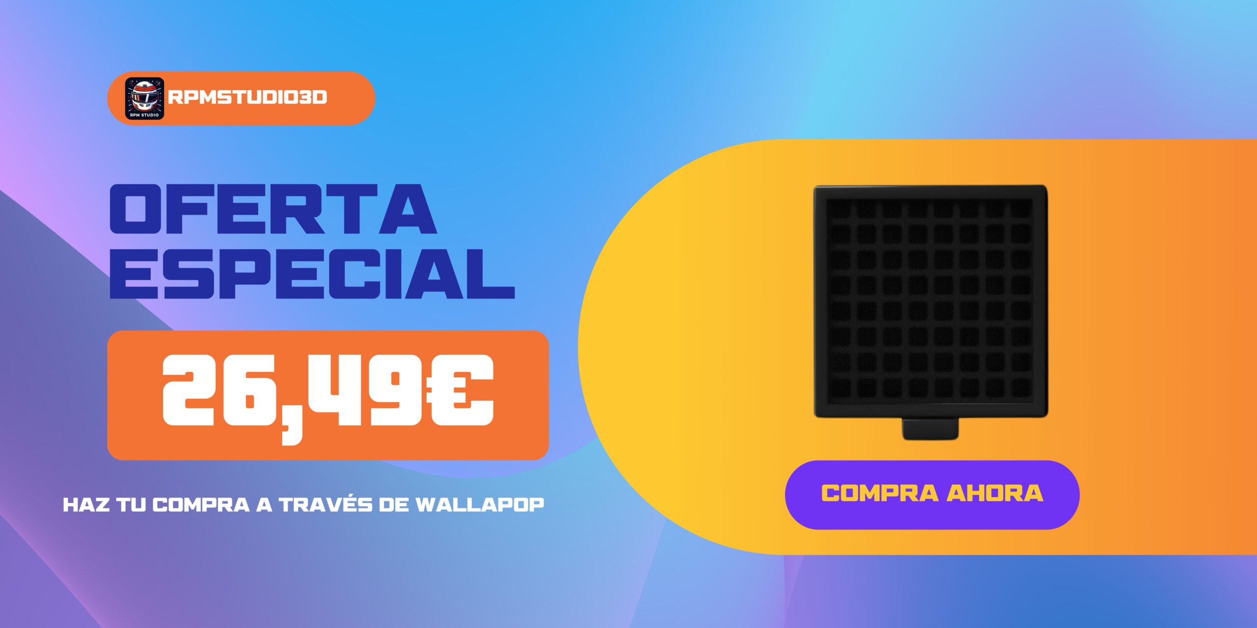 Banner Tecnología Oferta Degradado Vibrante Azul y Naranja